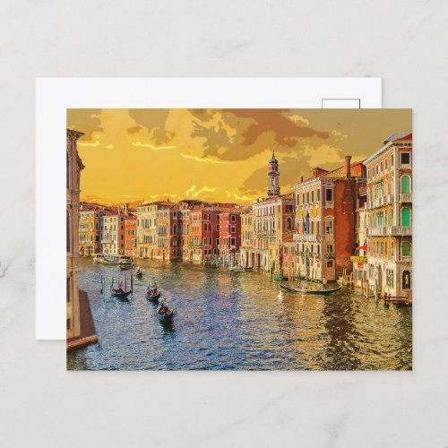 Venice Italy Gondola Waterway Building 15 Postcard