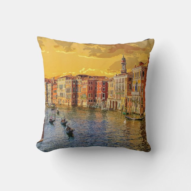 Venice Italy Gondola Waterway Building #15 Throw Pillow (Front)