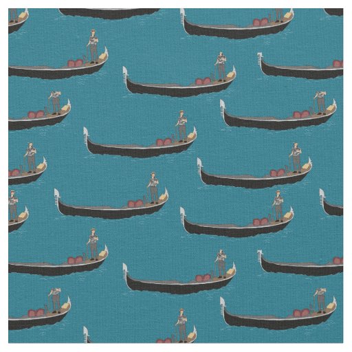 Venice, Italy Gondolas and Gondoliers Teal Blue Fabric
