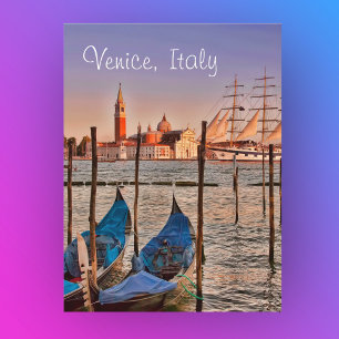 Venice, Italy Gondolas And Sailboat Postcard