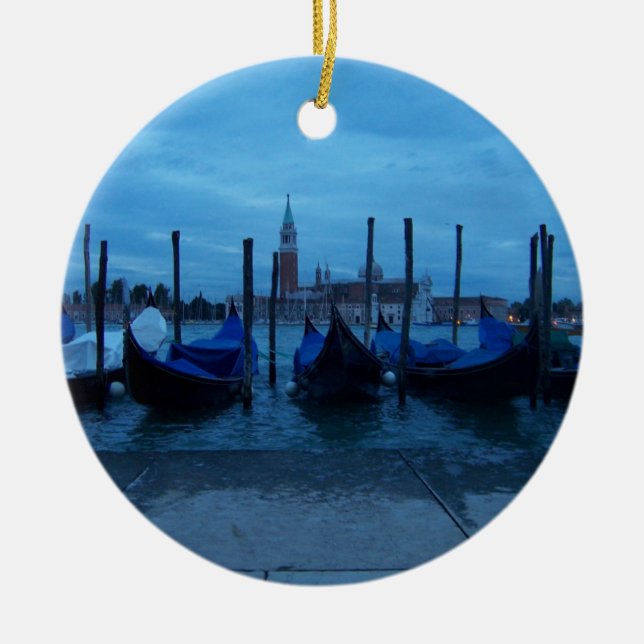 Venice Italy Gondolas Ceramic Ornament (Front)