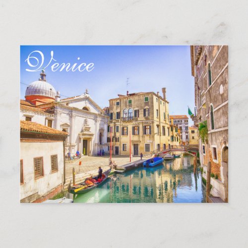 Venice Italy Gondolas City View Artistic Postcard