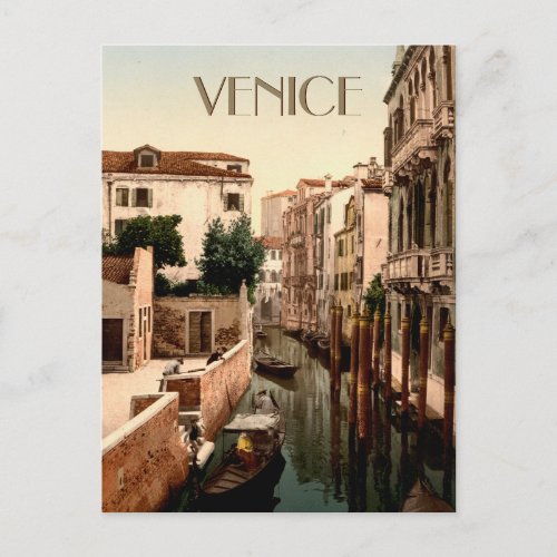 Venice Italy Gondolas on Canal Postcard