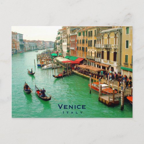 Venice Italy _ Gondolas On Grand Canal Postcard