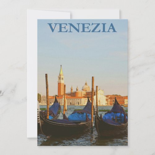 Venice Italy Gondolas Retro Vintage Flat Card