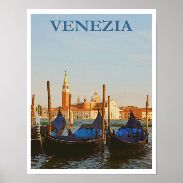 Venice Italy Gondolas Retro Vintage Travel Poster (Front)