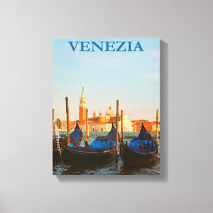 Venice Italy Gondolas Retro Vintage Travel Poster Canvas Print