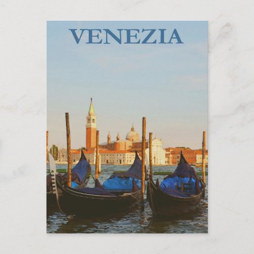 Venice Italy Gondolas Retro Vintage Travel Poster Postcard