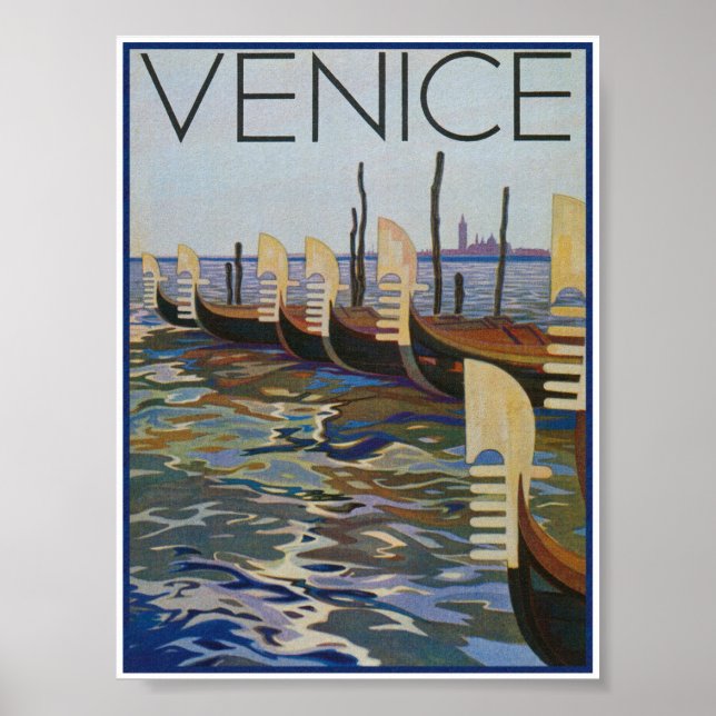 Venice Italy Gondolas Vintage Travel Poster (Front)