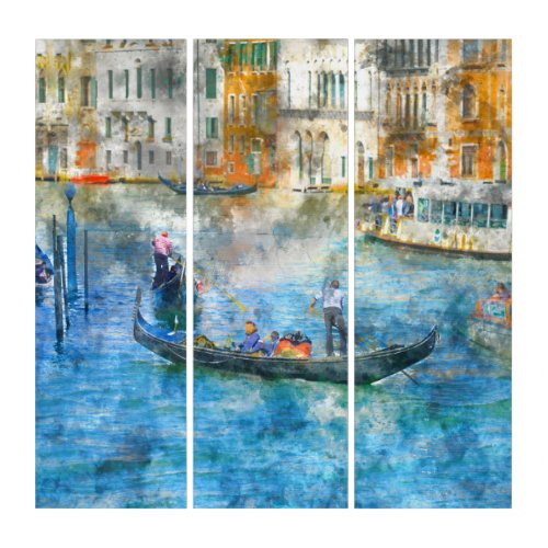 Venice Italy Gondolas Watercolor Artwork Triptych