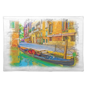 Venice Italy Hand Drawn Landscape Cloth Placemat