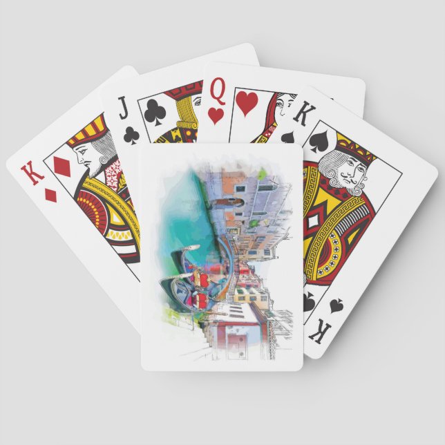 Venice Italy Hand Drawn Landscape Poker Cards (Back)