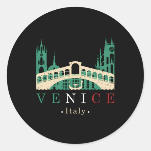 Venice Italy Iconic Gondola Rialto Bridge Ponte Di Classic Round Sticker
