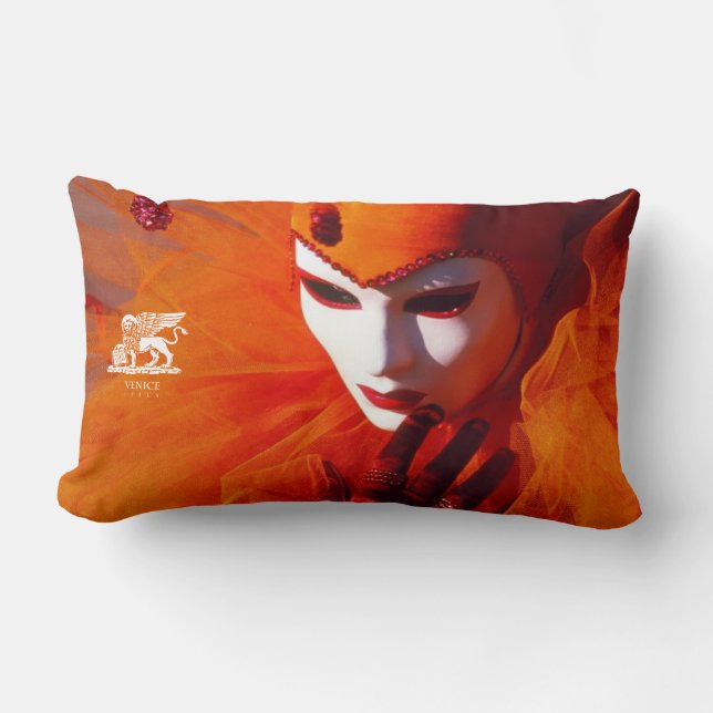 Venice, Italy (IT) - Orange Carnival Costume Lumbar Pillow (Front)