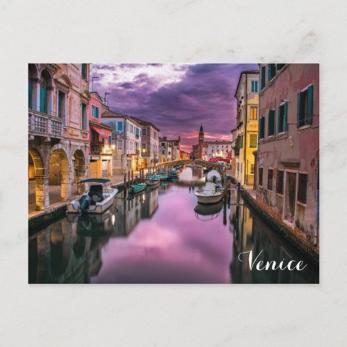 Venice Italy Italian Canal at Sunset Photo Postcard