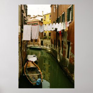 Venice Italy Laundry Canal Poster