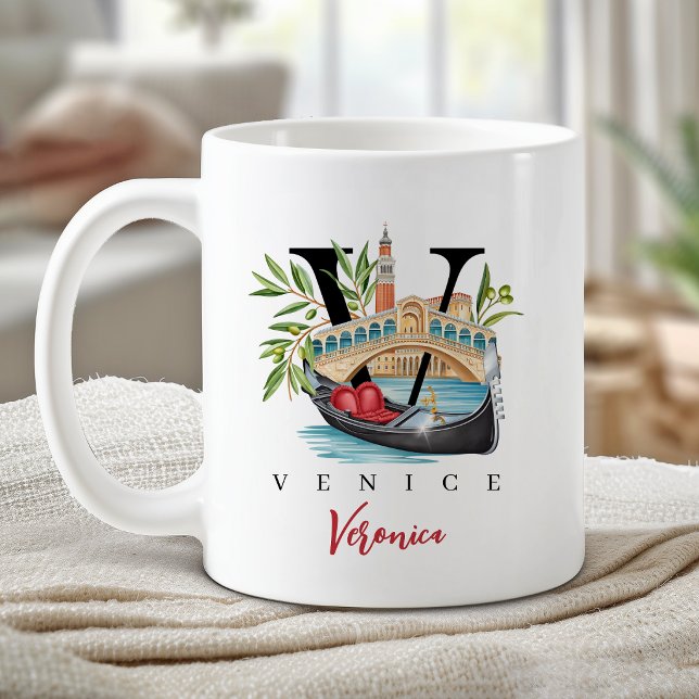 Venice Italy Monogram Letter V Personalized Gift Coffee Mug (Venice Italy Monogram Letter V Personalized Gift Coffee Mug)