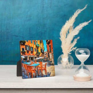 Venice Italy Outdoor Cafe Street Scene Plaque