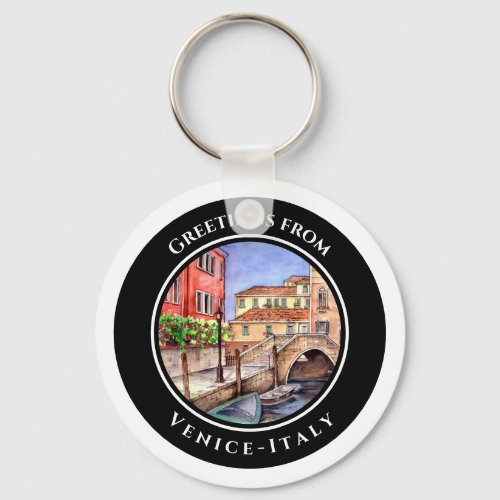 Venice Italy Pen and Wash Watercolor Painting Keychain