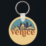 Venice Italy Retro City Skyline Cityscape Art Keychain<br><div class="desc">Vintage and retro city design with beautiful skyline, tourist attraction and cityscape art. Cool skyscraper and building silhouette illustration merchandise for tourist and traveler. Perfect as souvenir to bring back home when travelling around the world. Save the memory of your travel and vacation with family and friends. Background color can...</div>