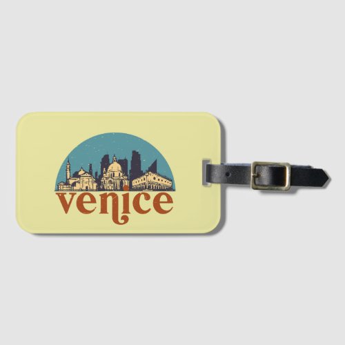 Venice Italy Retro City Skyline Cityscape Art Luggage Tag