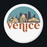 Venice Italy Retro City Skyline Cityscape Art Magnet<br><div class="desc">Vintage and retro city design with beautiful skyline, tourist attraction and cityscape art. Cool skyscraper and building silhouette illustration merchandize for tourist and traveler. Perfect as souvenir to bring back home when traveling all around the world. Save the memory of your travel and vacation with family and friends. Background color...</div>