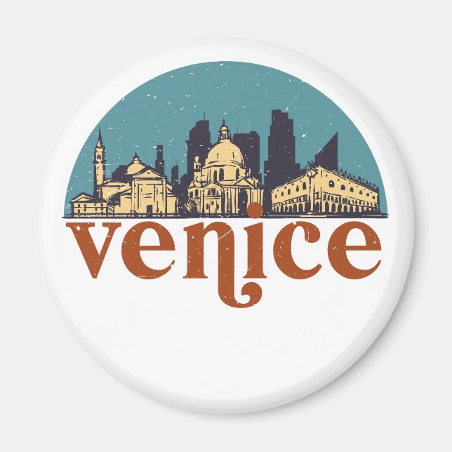 Venice Italy Retro City Skyline Cityscape Art Magnet (Front)