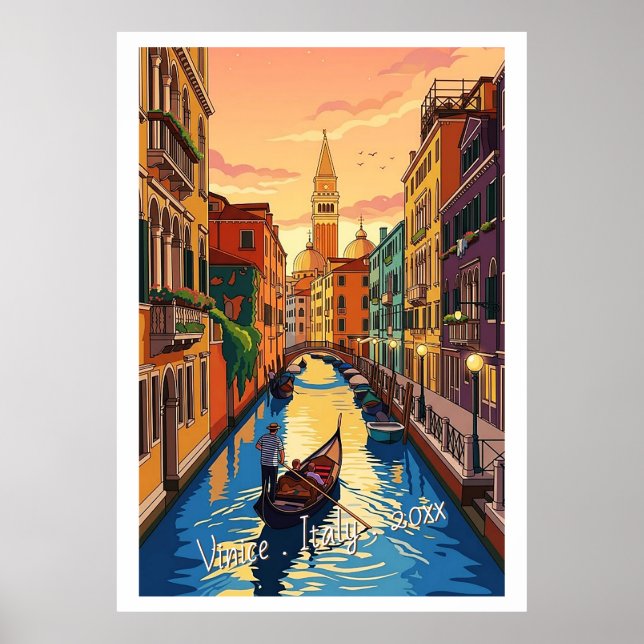 Venice Italy Retro Travel  Poster (Front)