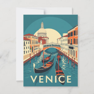Venice Italy Rialto Bridge Vintage  Postcard