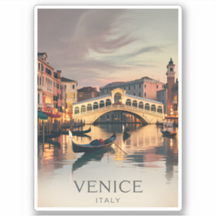 Venice Italy Rialto Bridge Vintage Twilight Rustic Sticker