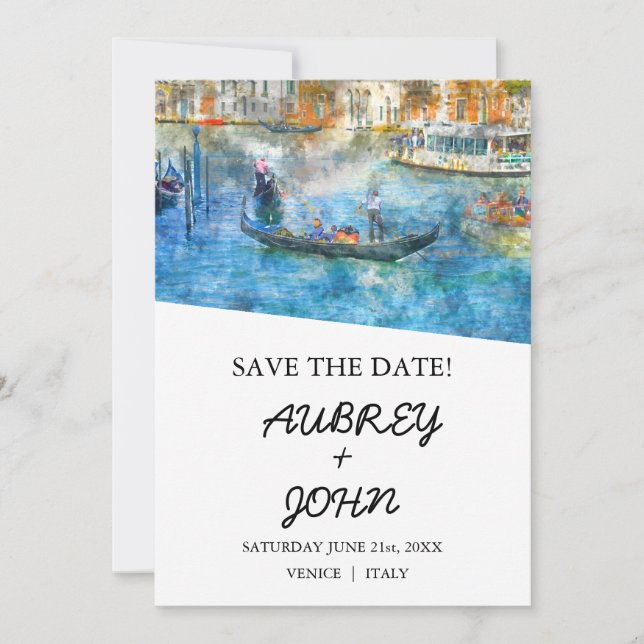 Venice Italy Save the Date Wedding Invitation (Front)
