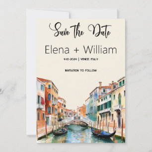 Venice Italy Save the Date with Italian Tiles