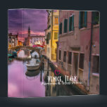 Venice, Italy Scenic Canal & Venetian Architecture Binder<br><div class="desc">A binder with a beautiful scenic landscape photo of a canal in Venice,  Italy. With dark purple clouds,  looks like a storm is coming. Great capture of the unique venetian architecture and watery reflections.
Customizable text says: Venice,  Italy Memories and Travel Photos,  with a little heart above the words.</div>