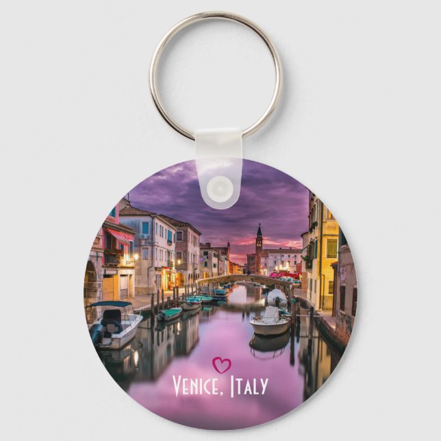 Venice, Italy Scenic Canal & Venetian Architecture Keychain (Front)