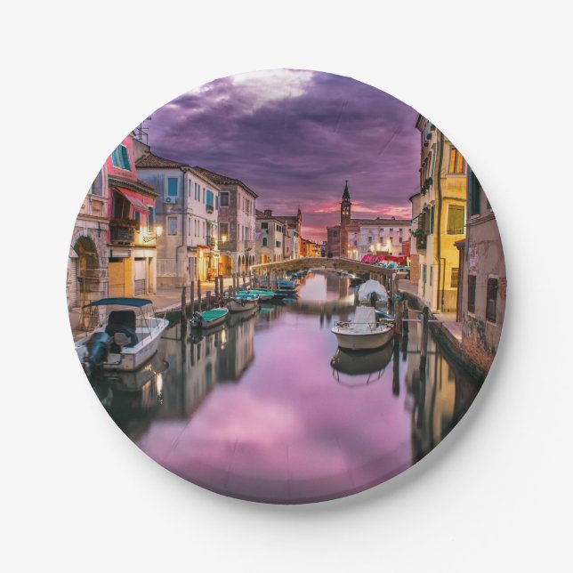 Venice, Italy Scenic Canal & Venetian Architecture Paper Plates (Front)