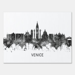 Venice Italy Skyline BW Sign