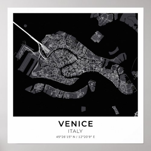 Venice Italy Square Map Poster