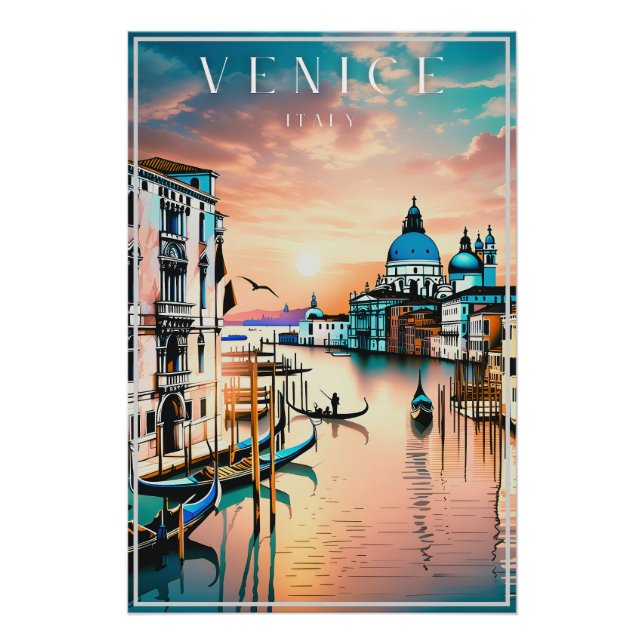 Venice Italy travel art vintage poster (Front)