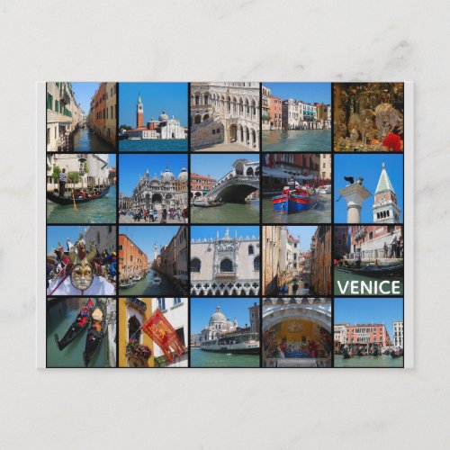 Venice Italy Travel Photo Collage Postcard