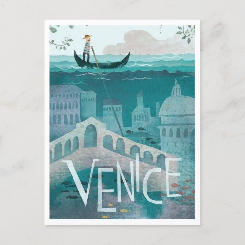 Venice Italy Travel Retro Postcard