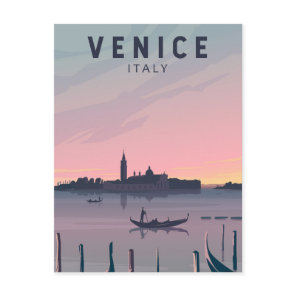 Venice Italy Travel Vintage Art Postcard
