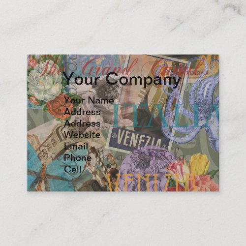 Venice Italy Travel Vintage Pretty Colorful Art Business Card