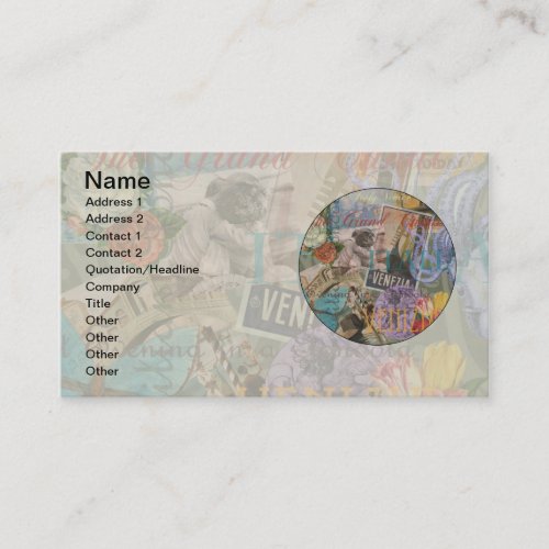 Venice Italy Travel Vintage Pretty Colorful Art Business Card