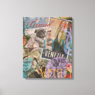 Venice Italy Travel Vintage Pretty Colorful Art Canvas Print