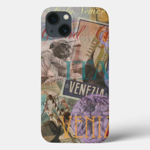 Venice Italy Travel Vintage Pretty Colorful Art iPhone 13 Case