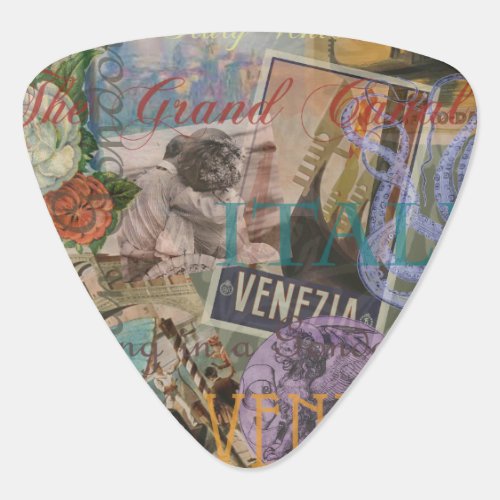 Venice Italy Travel Vintage Pretty Colorful Art Guitar Pick