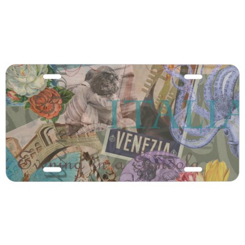 Venice Italy Travel Vintage Pretty Colorful Art License Plate