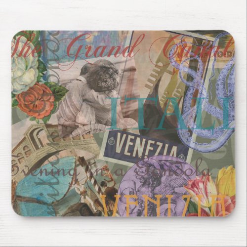 Venice Italy Travel Vintage Pretty Colorful Art Mouse Pad