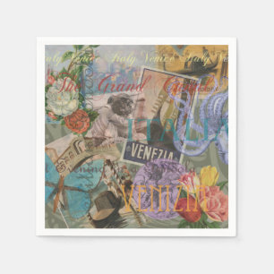 Venice Italy Travel Vintage Pretty Colorful Art Napkins