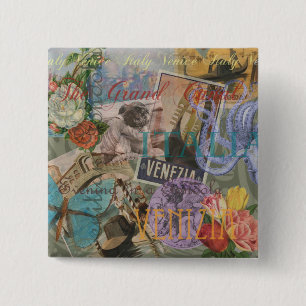 Venice Italy Travel Vintage Pretty Colorful Art Pinback Button